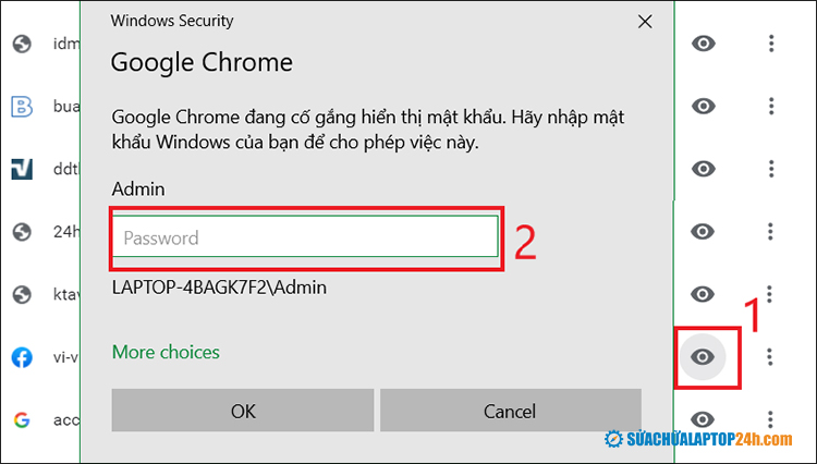 Cách xem mật khẩu Facebook trên Google Chrome