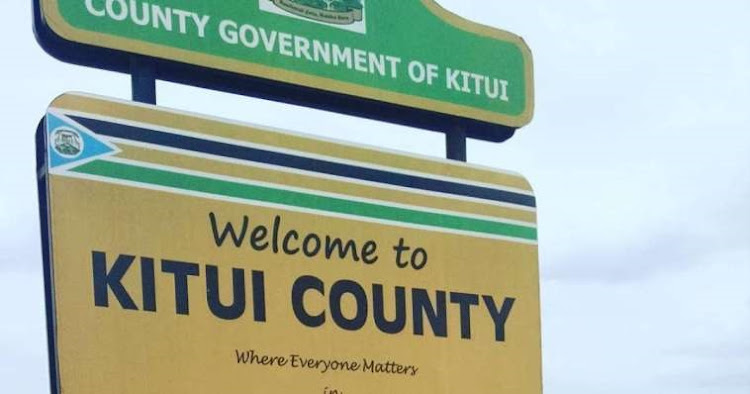 A signpost welcoming people to Kitui county