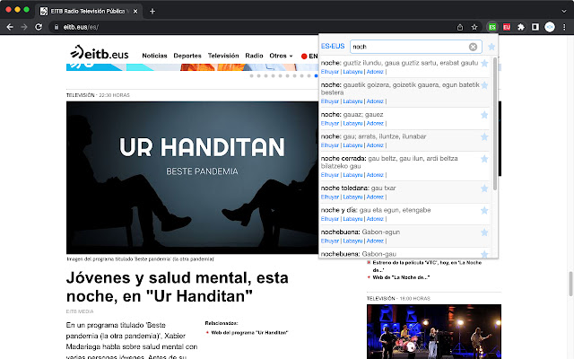 Hiztegia Gaztelaina-Euskara chrome extension