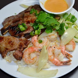 Coconut Shrimp & Grilled Pork Chop Plate