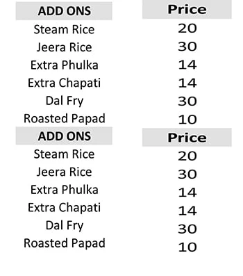 Meal Box Wale menu 