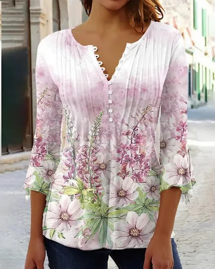 Elegant Woman Shirt Casual Fashion Temperament Blouse Pri... - 2