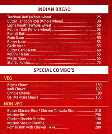 King Darbar menu 