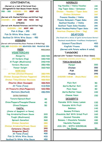 Cafe Del Mar menu 