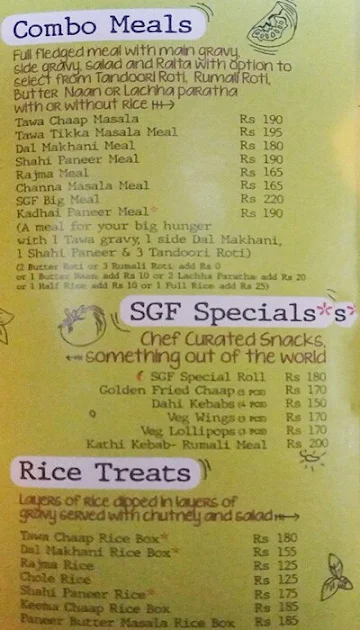 SGF - Spice Grill Flame menu 