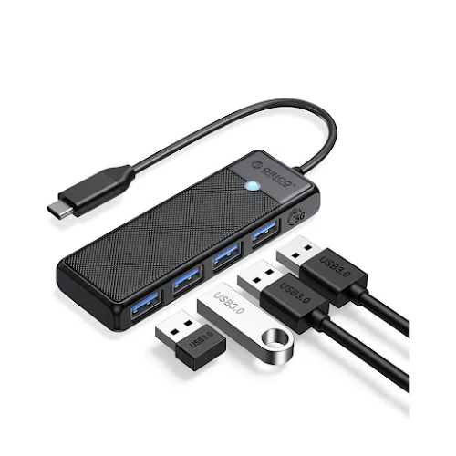 Bộ chia/ Hub Type C ra 4 cổng USB 3.0 Orico PAPW4A-C3-015-BK-EP