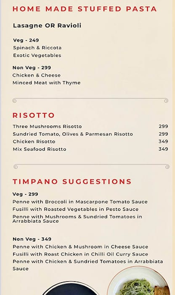 Timpano - The Pasta Shop menu 