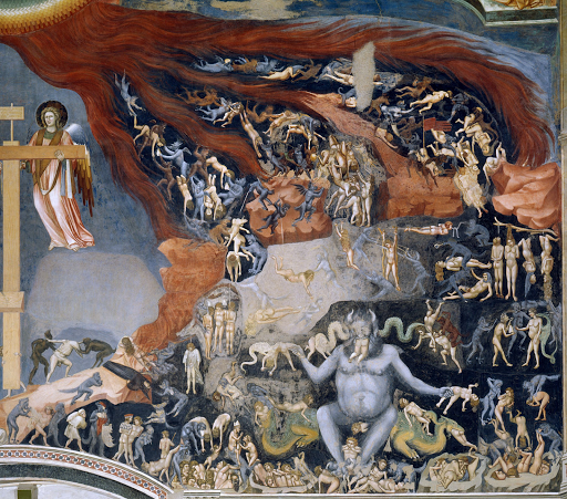 Jugement dernier Giotto, 1306 Fresque, 1000 x 840 cm Fresque de la chapelle Scrovegni Padoue, Eglise de l'Arena