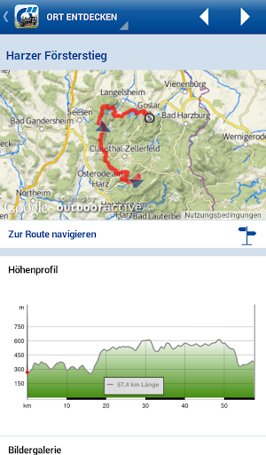 Screenshot Harz-App von Das Örtliche