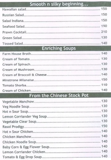 Royal Rasoi menu 