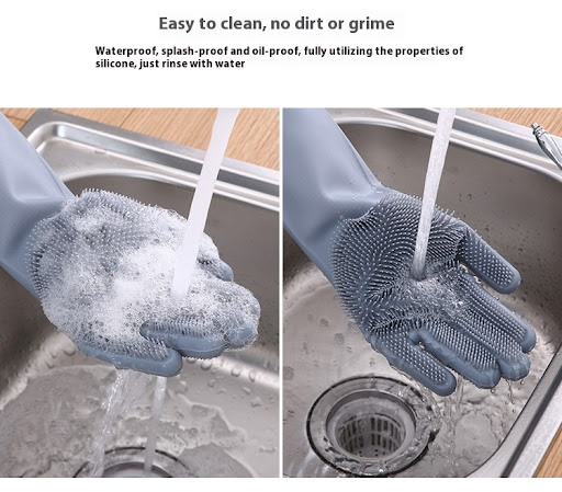 Title 8, Silicone Dishwashing Magic Gloves Heat Resistan...