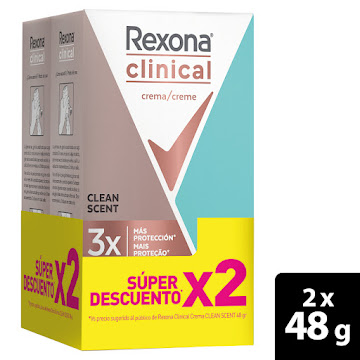 Desodorante Rexona Clinical Clean Scent 48 gr x 2 und  