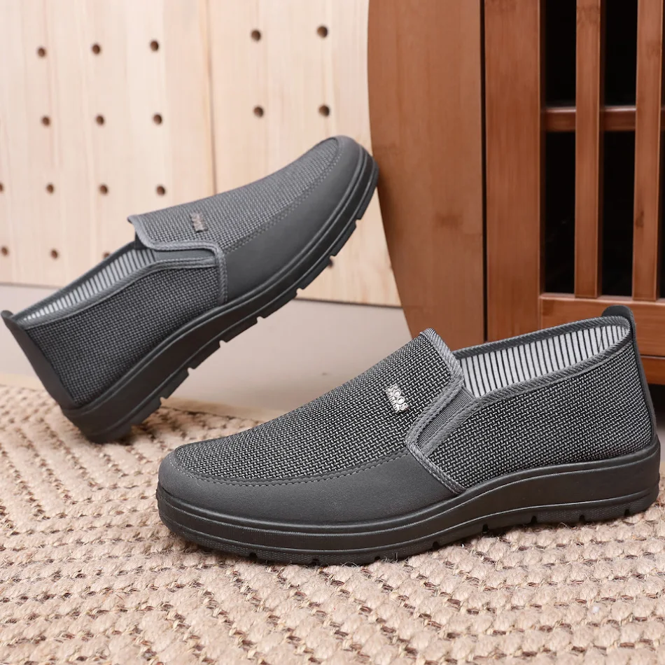 Zapatos delgados para hombre sin cordones antideslizantes para papá mayor transpirables y cómodos para tiempo libre y relax.