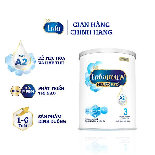 Sữa bột Enfagrow A2 Neuropro 3 cho trẻ từ 1 - 6tuổi – 800g