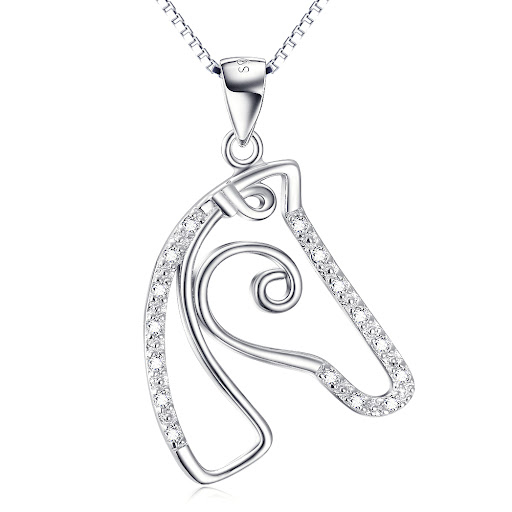 Title 1, Delicate Micro-Set Horse Head Pendant Necklace,...