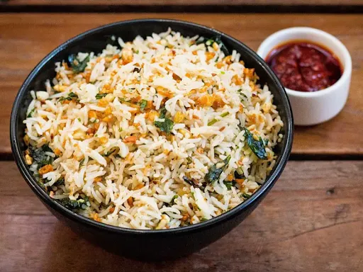 Veg Burnt Garlic Spinach Rice