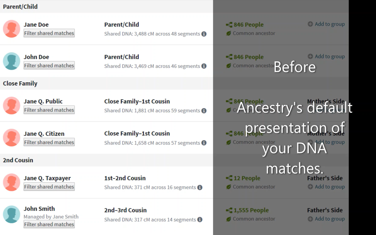 AncestryDNA Match Filter Preview image 3