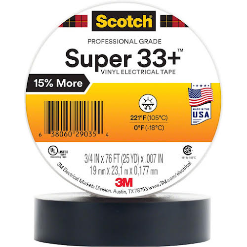 3M Scotch Electrical Tape #33 3/4" x 76' Black