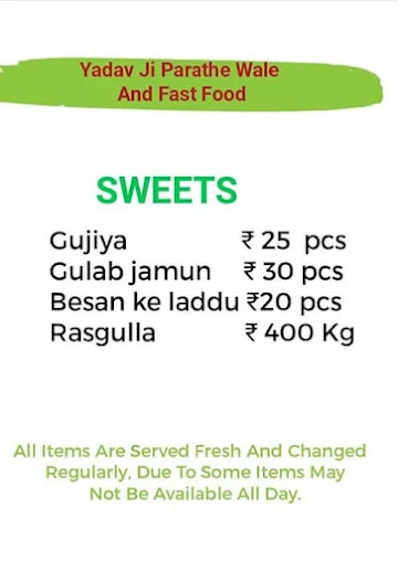 Yadav Ji Parathe Wale And Fast Food menu 