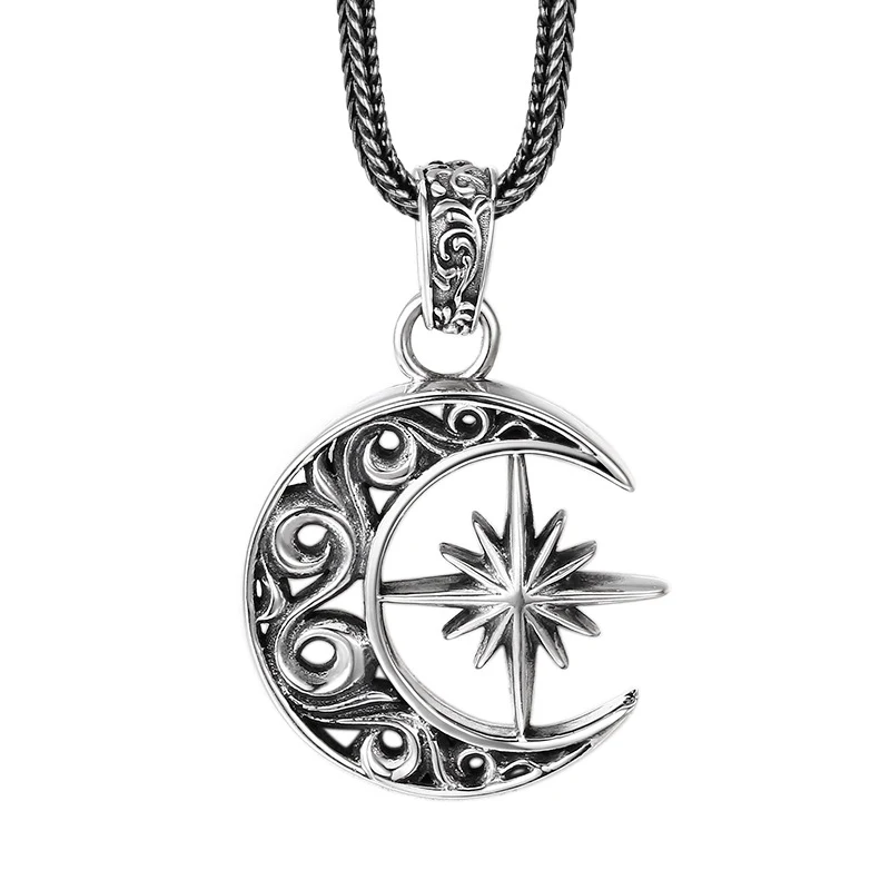 925 Sterling Zilveren Maan Asterisme Kettinghanger, Hemelse Elegantie, Perfect Cadeau, Uniek Design voor Vrouwen.