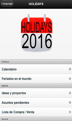 Calendario Festivos 2016