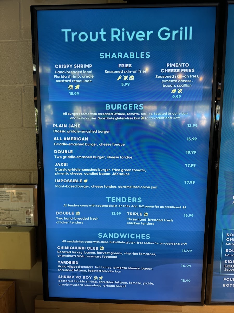 First half of menu