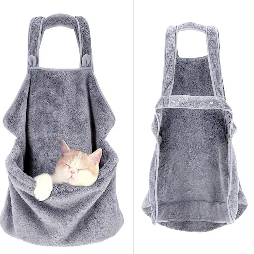 Cat Holder Carrier Apron Velvet Pet Sleeping Chest Apron with Pocket for Holding Pet Sleeping Bag Velvet Apron Warm Comf