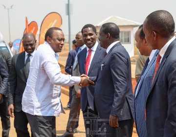 President Uhuru Kenyatta arrives at the Bidco Industrial Park in Ruiru, Kiambu County for the official inauguration of the facility