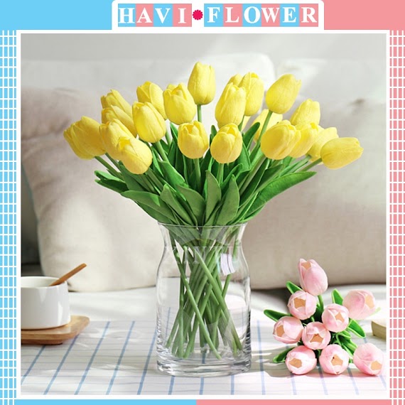 Hoa Giả - Hoa Tulip Havi Cao Cấp 33Cm Nhiều Màu Sắc Trang Trí Xinh Xắn, Phụ Kiện Decor