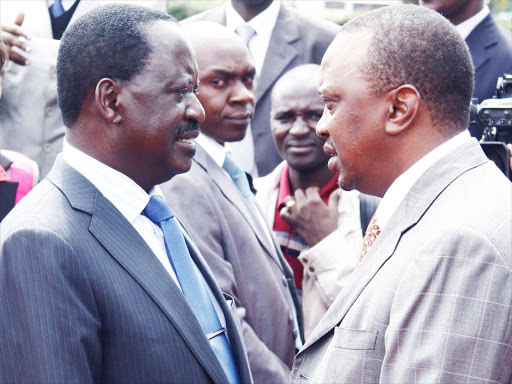 President Uhuru Kenyatta and NASA presidential flag bearer Raila Odinga. /FILE