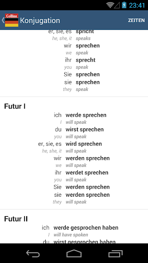 Screenshot Collins German Dictionary