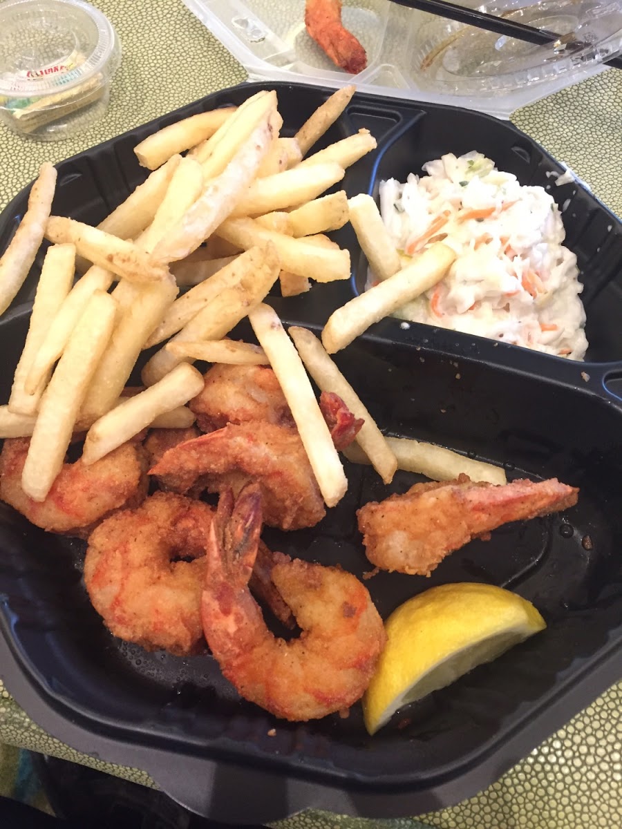 Gf fried shrimp and French fries