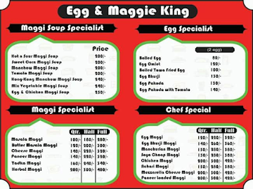 Egg And Maggie King menu 