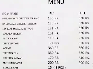 A - One Muradabadi Chicken Biryani Corner menu 