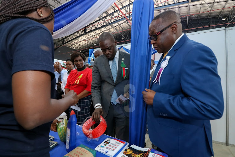 Nairobi Governor Johnson Sakaja and his Deputy James Muchiri during Nairobi International Trade Fair show at Jamuhuri Park Showground on September 27, 2022.