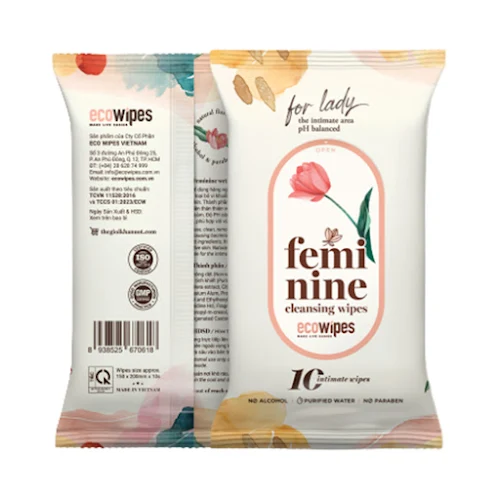 3 Gói Khăn ướt vệ sinh Phụ nữ Feminine Cleansing Wipes 10 tờ EcoWipes