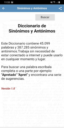 Screenshot Sinónimos y Antónimos Español