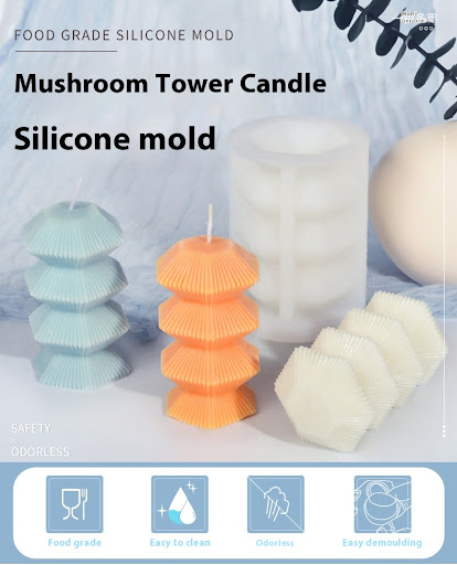 Title 1, Mushroom Tower Aromatherapy Candle Silicone Mol...