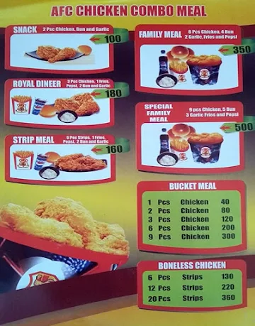 AFC Fried Chicken Restaurant menu 