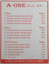 A-One Kathi Rolls menu 1