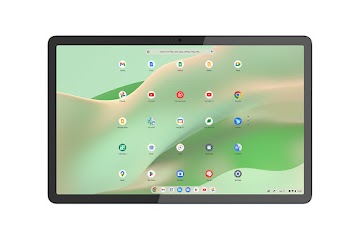 反転した Lenovo IdeaPad Duet 370 Chromebook の簡単なビューには、キーが下向きのアプリ画面が表示されます。