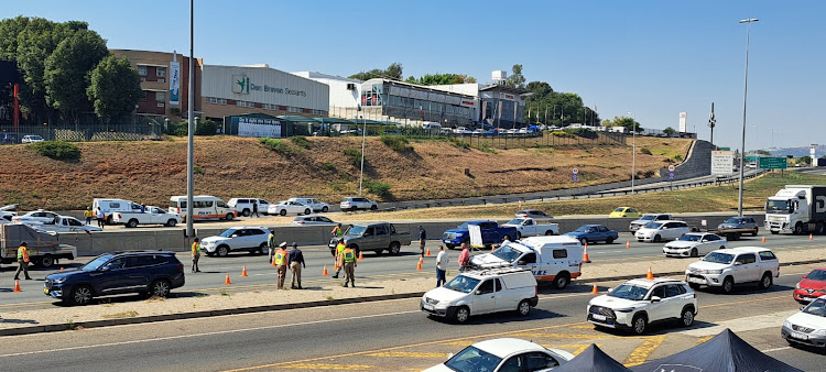 Law enforcement agencies conduct an operation on both sides of the N1 highway.