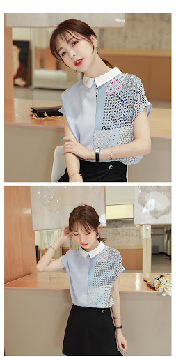 Title 2, Womens Short Sleeve Loose Printed Chiffon Shir...