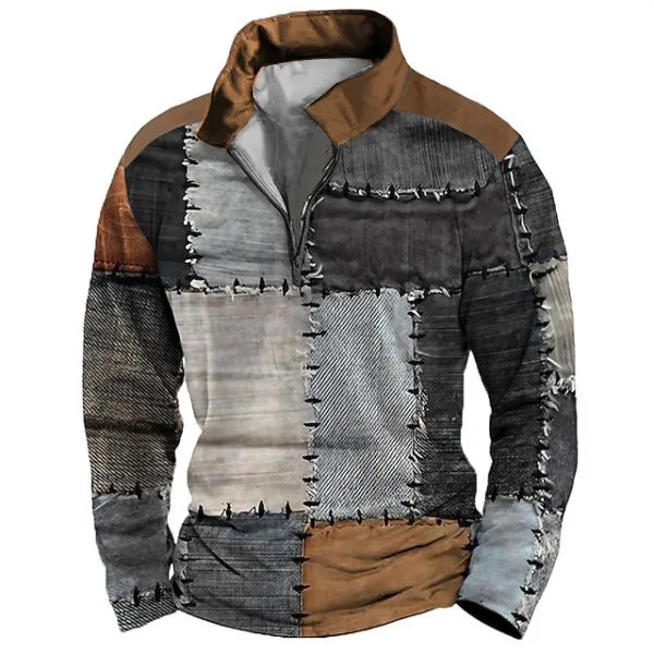 Men's Retro Color Printing Fashion Sports Golf Top Casual T-shirt, stylish and comfortable, perfect for golf and everyda