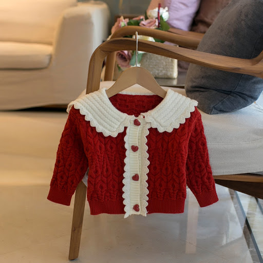Title 7, Girls Korean Style Lapel Cardigan Sweater. Sof...