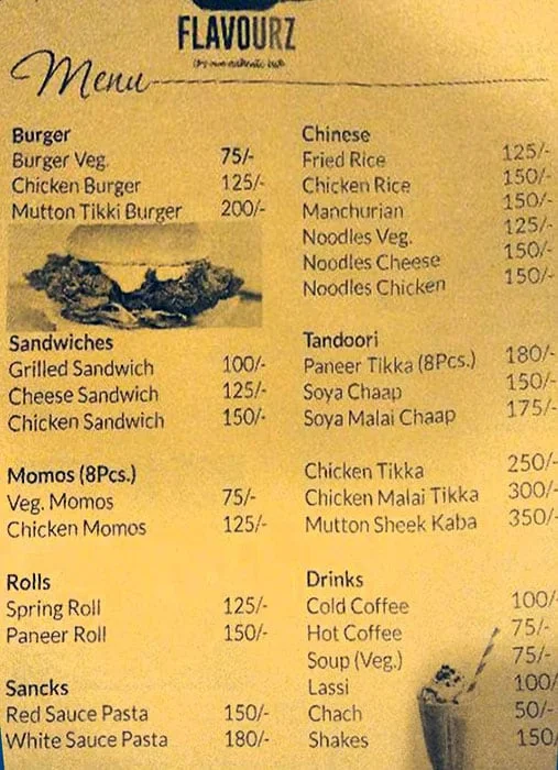 Flavourz menu 