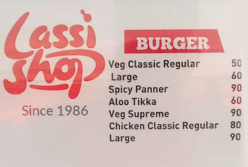 Lassi Centre menu 