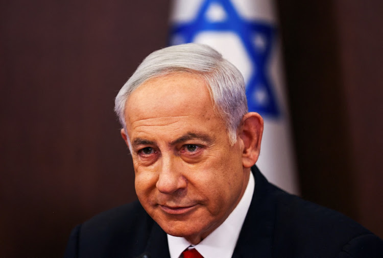 Israeli Prime Minister Benjamin Netanyahu convenes a cabinet meeting at the Prime Minister's office in Jerusalem, April 2, 2023.