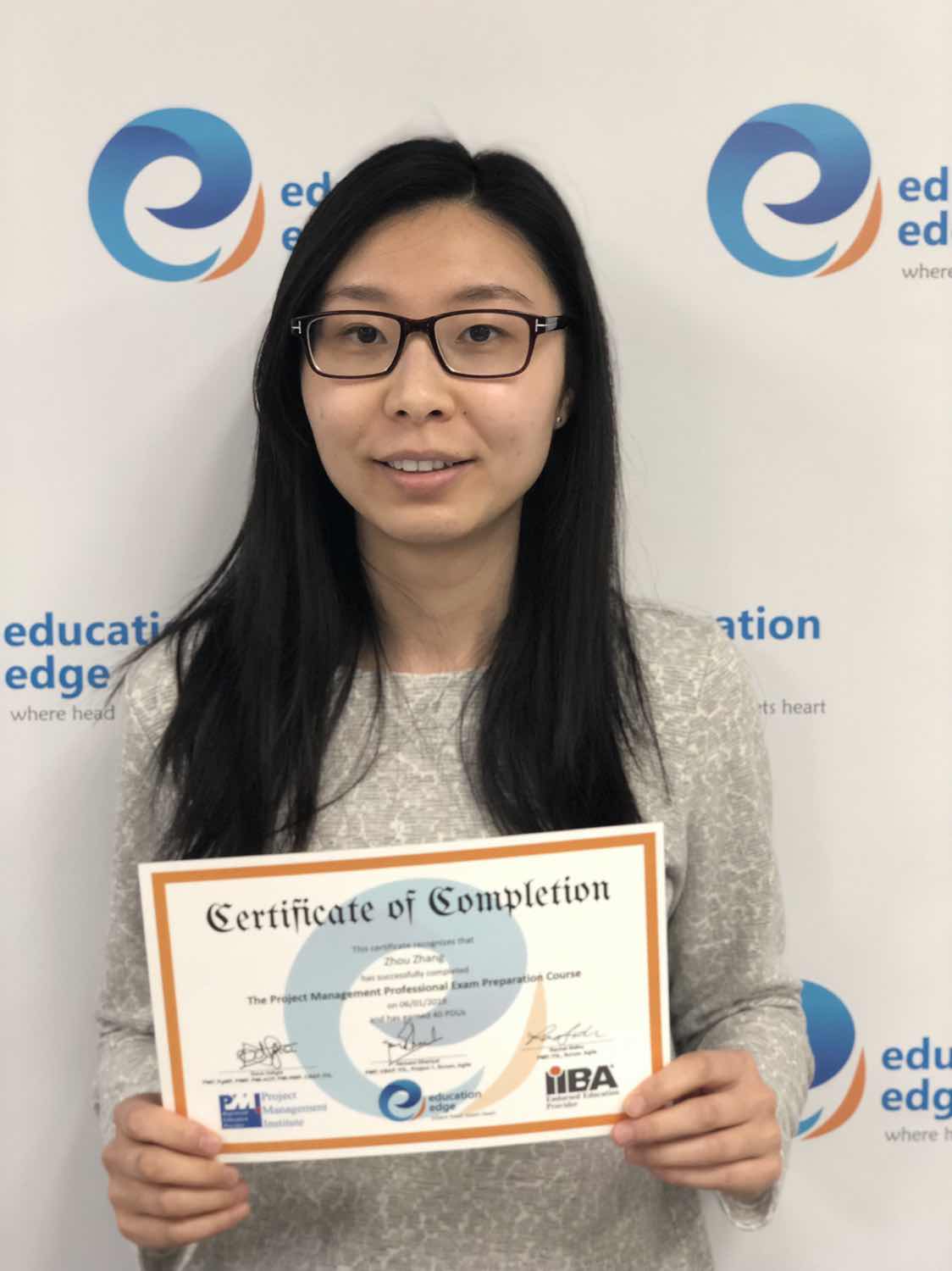 Nellie Zhang, we at Education Edge Canada - A PMI REP and IIBA EEP, congratulate you