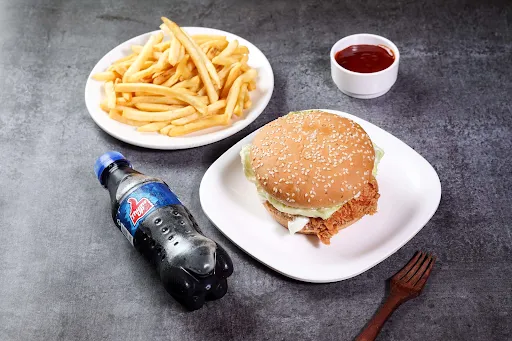 Chicken Burger With French Fries And Coke [250 Ml]